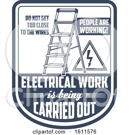 Clipart of a Blue and White Electrical Work Shield - Royalty Free Vector Illustration by Vector Tradition SM