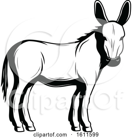 Clipart of a Black and White Donkey - Royalty Free Vector Illustration by Vector Tradition SM