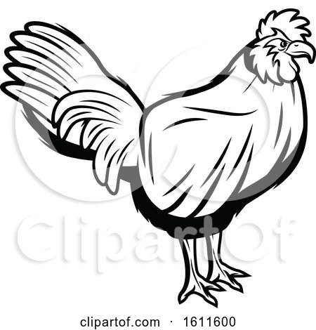 Clipart of a Black and White Rooster - Royalty Free Vector Illustration by Vector Tradition SM