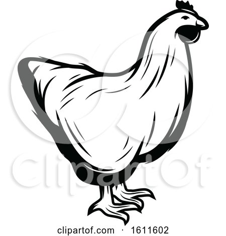 Clipart of a Black and White Hen - Royalty Free Vector Illustration by Vector Tradition SM
