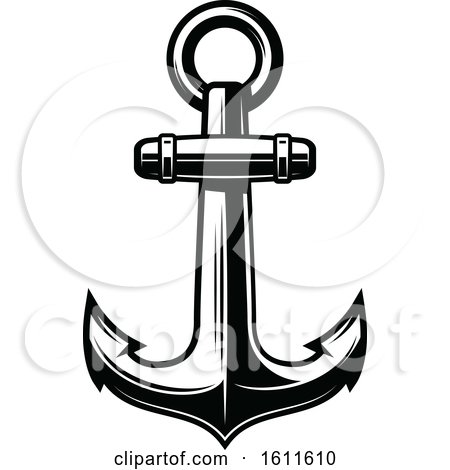 Clipart of a Black and White Nautical Anchor - Royalty Free Vector Illustration by Vector Tradition SM