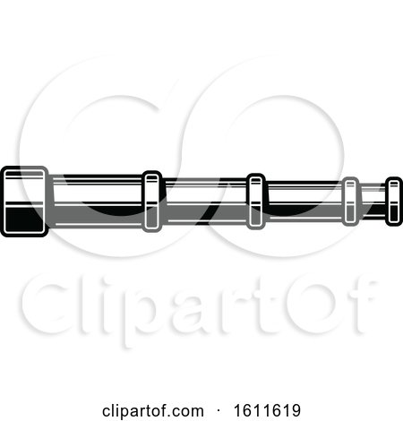 Clipart of a Black and White Nautical Telescope - Royalty Free Vector Illustration by Vector Tradition SM
