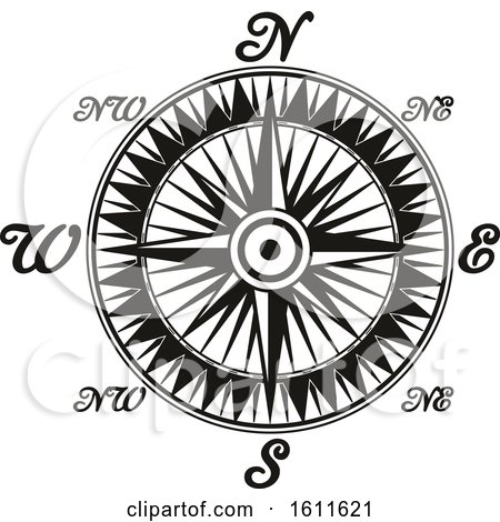 Clipart of a Black and White Compass - Royalty Free Vector Illustration by Vector Tradition SM