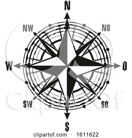 Clipart of a Black and White Compass - Royalty Free Vector Illustration by Vector Tradition SM