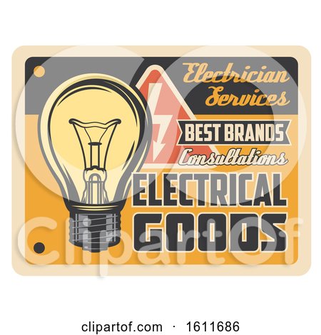 Clipart of a Vintage Styled Electrical Goods Sign - Royalty Free Vector Illustration by Vector Tradition SM