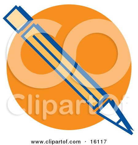 Number Two Pencil Over An Orange Circle Clipart Illustration by Andy Nortnik