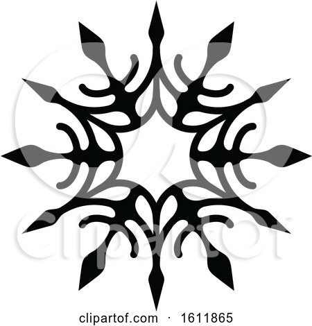 Clipart of a Winter Snowflake in Black and White - Royalty Free Vector Illustration by dero