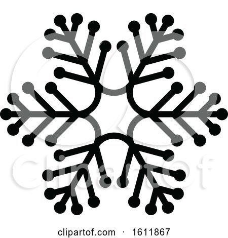 Clipart of a Winter Snowflake in Black and White - Royalty Free Vector Illustration by dero