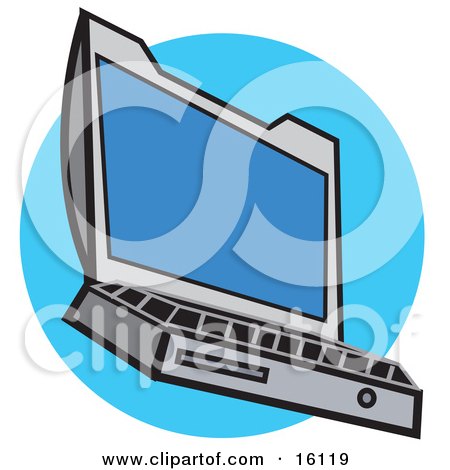 Gray Laptop Computer With A Blue Screen Clipart Illustration by Andy Nortnik