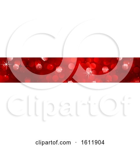 Clipart of a Sparkly Red Christmas Website Banner - Royalty Free Vector Illustration by dero