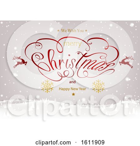 Clipart of a Merry Christmas - Royalty Free Vector Illustration by dero