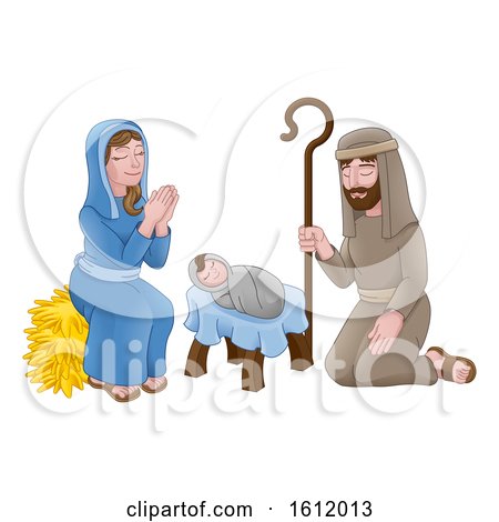 Nativity Christmas Cartoon Scene by AtStockIllustration