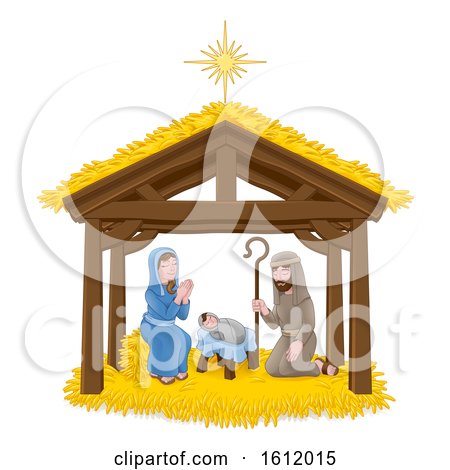 Christmas Nativity Scene Cartoon by AtStockIllustration