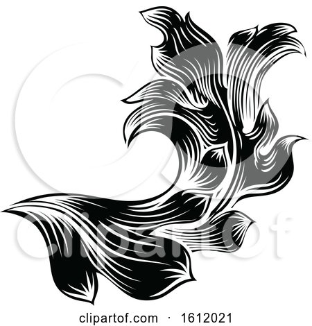 Heraldic Floral Filigree Pattern Scroll Design by AtStockIllustration