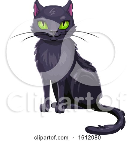 Clipart of a Sitting Black Cat - Royalty Free Vector Illustration by Vector Tradition SM
