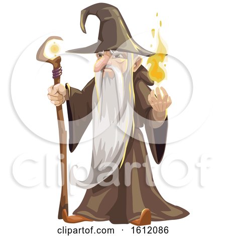 Clipart of a Wizard with a Flame - Royalty Free Vector Illustration by Vector Tradition SM