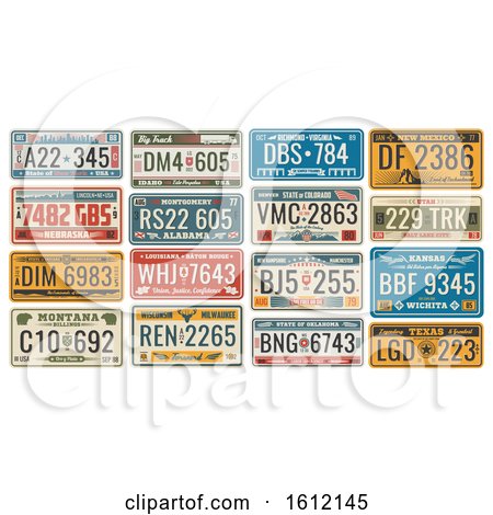 Clipart of Vehicle License Plates - Royalty Free Vector Illustration by Vector Tradition SM