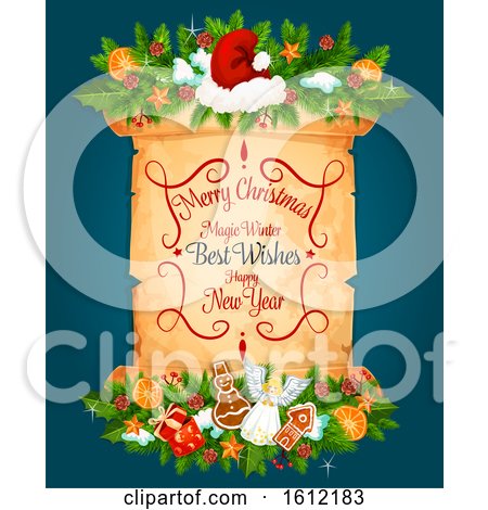 Clipart of a Christmas Greeting Scroll - Royalty Free Vector Illustration by Vector Tradition SM