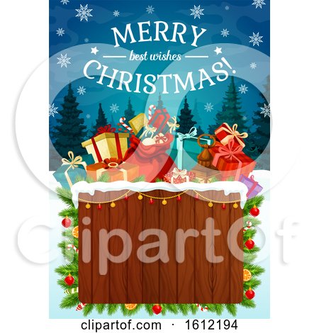 Clipart of a Christmas Greeting and Sign - Royalty Free Vector Illustration by Vector Tradition SM