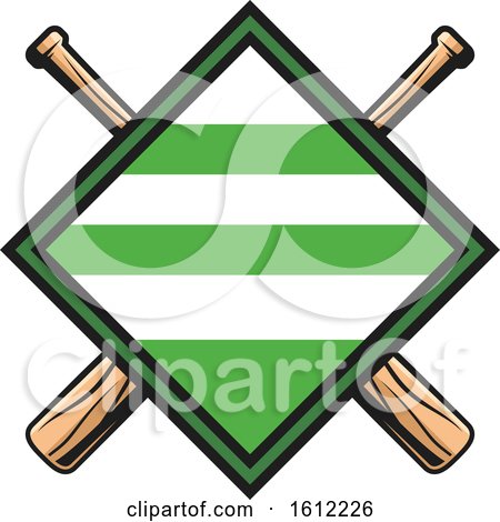 Clipart of a Diamond with Crossed Baseball Bats - Royalty Free Vector Illustration by Vector Tradition SM