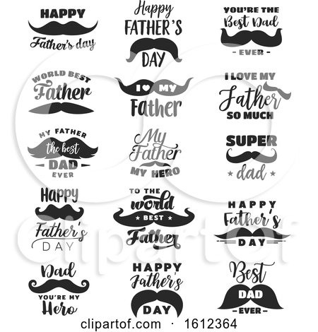 Fathers day card best dad ever hat mustache Vector Image
