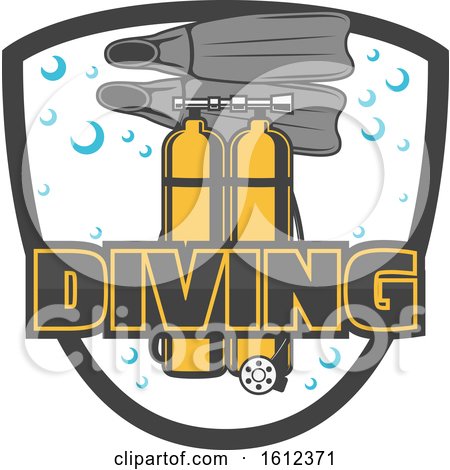 Clipart of a Shield with Diving Gear - Royalty Free Vector Illustration by Vector Tradition SM