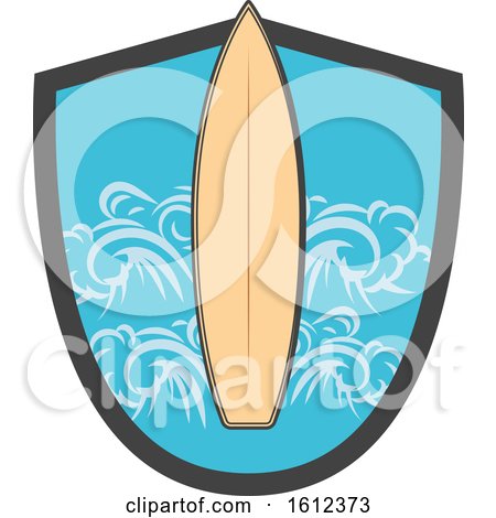 Clipart of a Surf Board in a Shield - Royalty Free Vector Illustration by Vector Tradition SM