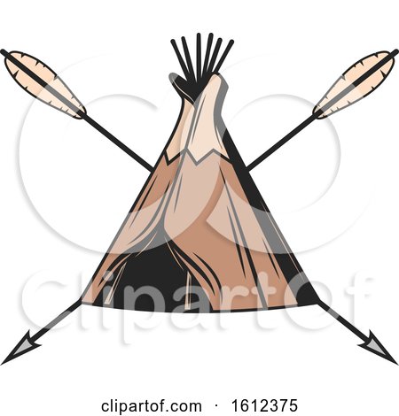 Clipart of a Tepee over Crossed Arrows - Royalty Free Vector Illustration by Vector Tradition SM