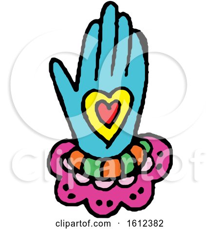 Clipart of a Dia De Muertos Day of the Dead Hand - Royalty Free Vector Illustration by Cherie Reve