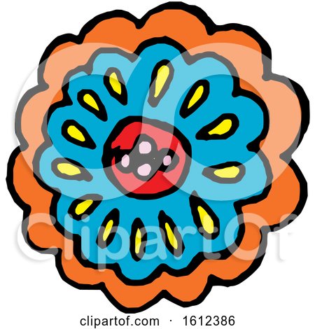 Clipart of a Dia De Muertos Day of the Dead Themed Flower - Royalty Free Vector Illustration by Cherie Reve