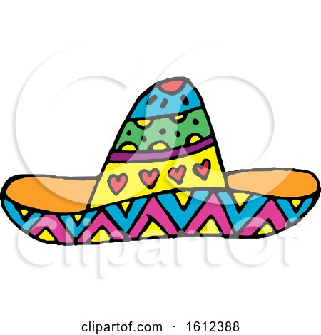 Clipart of a Dia De Muertos Day of the Dead Sombrero Hat - Royalty Free Vector Illustration by Cherie Reve