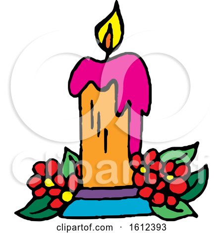 Clipart of a Dia De Muertos Day of the Dead Candle - Royalty Free Vector Illustration by Cherie Reve