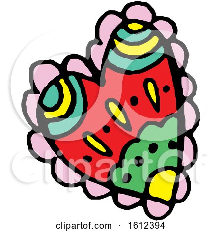 Clipart of a Dia De Muertos Day of the Dead Heart - Royalty Free Vector Illustration by Cherie Reve