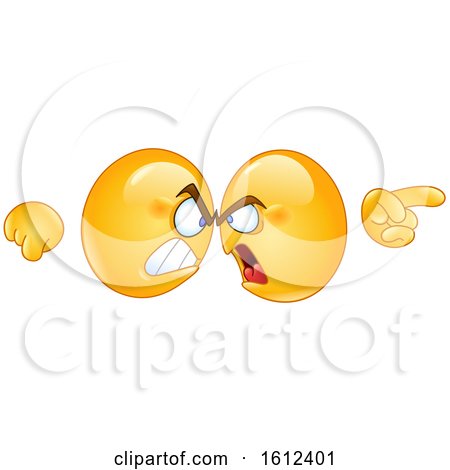 Clipart of Yellow Emojis Butting Heads and Fighting - Royalty Free Vector Illustration by yayayoyo