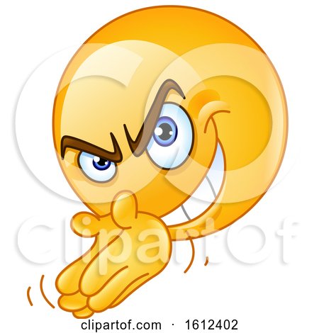 Clipart of a Yellow Emoji Scheming - Royalty Free Vector Illustration by yayayoyo