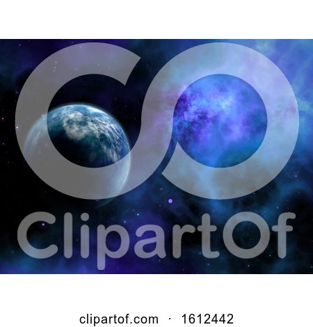 3D Abstract Space Scene with Fictional Planet by KJ Pargeter