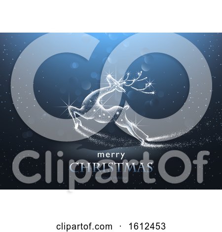 Clipart of a Merry Christmas and Happy New Year Greeting with a Magical Reindeer - Royalty Free Vector Illustration by dero