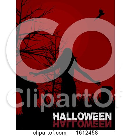 Halloween Background with Female Zombie and Text by elaineitalia
