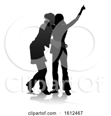 Young Friends Silhouette, on a white background by AtStockIllustration