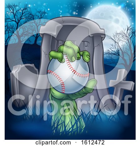 Baseball Zombie Halloween Graveyard Concept by AtStockIllustration
