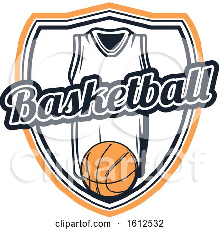 Clipart of a Baskeball and Jersey Shield Design - Royalty Free Vector Illustration by Vector Tradition SM