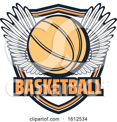 Clipart of a Winged Baskeball Shield Design - Royalty Free Vector Illustration by Vector Tradition SM