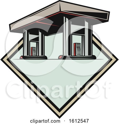 Clipart of a Gas Station Automotive Design - Royalty Free Vector Illustration by Vector Tradition SM
