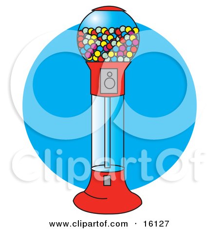 Red Gumball Vending Machine Full Of Colorful Balls Of Chewing Gum Candies Clipart Illustration by Andy Nortnik