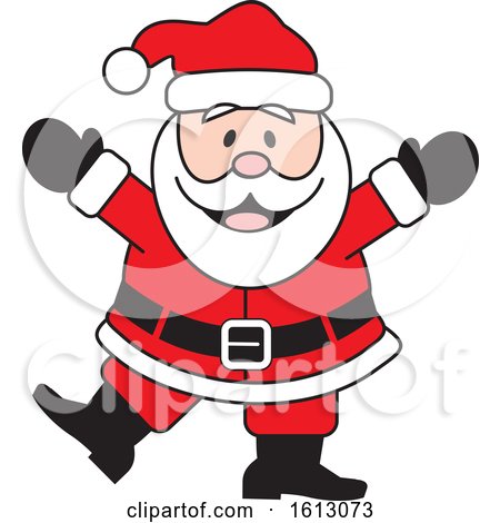 Clipart of a Happy Dancing White Christmas Santa Claus - Royalty Free Vector Illustration by Johnny Sajem