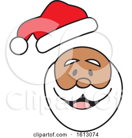 Clipart of a Happy Black Christmas Santa Claus with His Hat Popping off - Royalty Free Vector Illustration by Johnny Sajem
