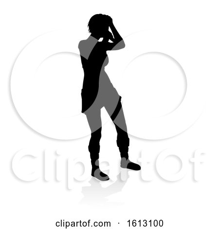 Singer Pop Country or Rock Star Silhouette Woman, on a white background by AtStockIllustration