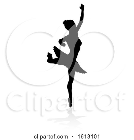 Ballet Dancer Silhouette, on a white background by AtStockIllustration