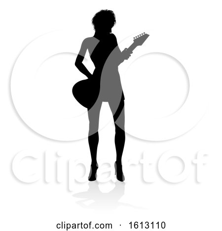 Musician Guitarist Silhouette, on a white background by AtStockIllustration