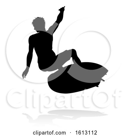 Surfer Silhouette, on a white background by AtStockIllustration